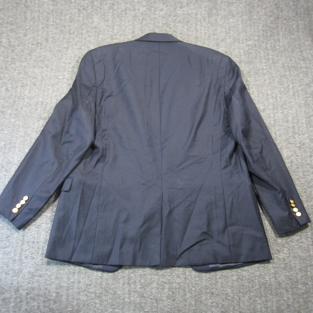 Lauren Ralph‎ Lauren Wool Blazer 44R Navy Gold Two Button Lined Wedding Guest